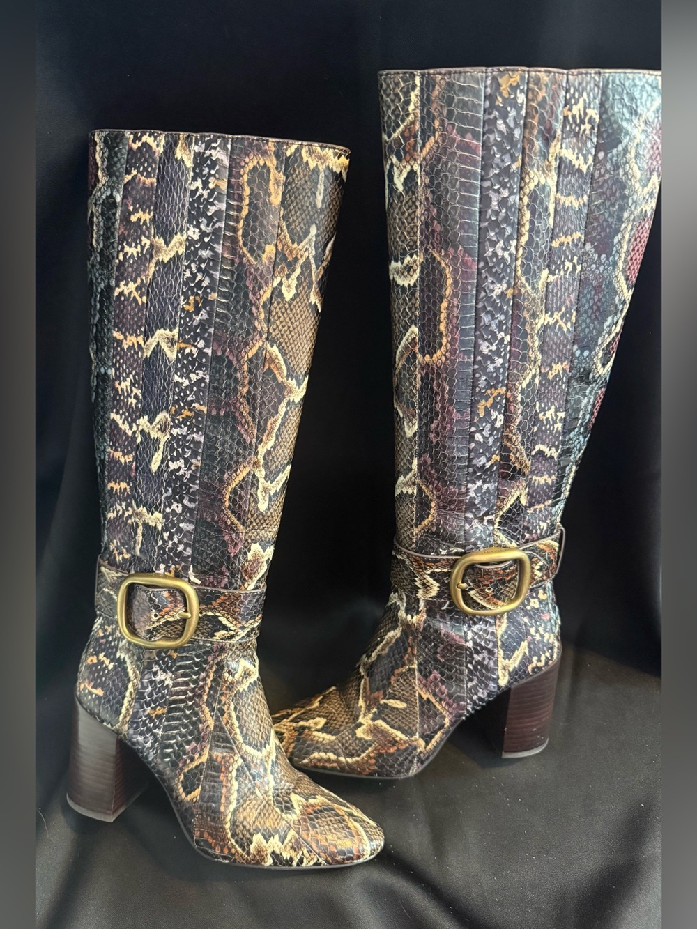 Coach Python Snakeskin Print Tall Knee High Evelyn Boots Size 6B G4270